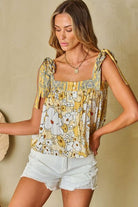 Tied Printed Square Neck Tank Trendsi