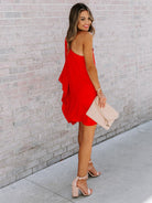 Single Shoulder Kimono Sleeve Mini Dress Trendsi