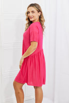 BOMBOM Another Day Swiss Dot Casual Dress in Fuchsia BOMBOM