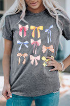 Bow Graphic Round Neck Short Sleeve T-Shirt Trendsi