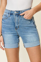 Judy Blue Full Size Tummy Control High Waist Denim Shorts Trendsi