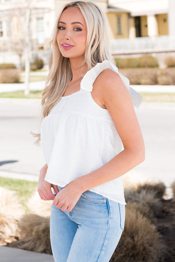 Ruffled Square Neck Wide Strap Tank Trendsi