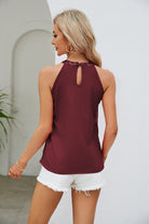 Sequin Grecian Neck Tank Trendsi