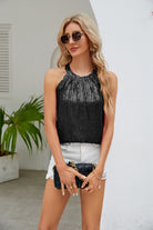 Sequin Grecian Neck Tank Trendsi