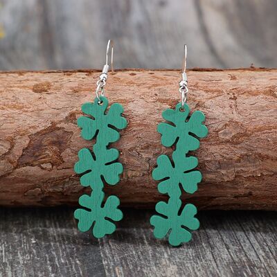 Lucky Clover Wooden Dangle Earrings Trendsi