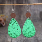 Sequin PU Leather Wooden Dangle Earrings Trendsi