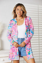 Double Take Floral Open Front Long Sleeve Cardigan Trendsi