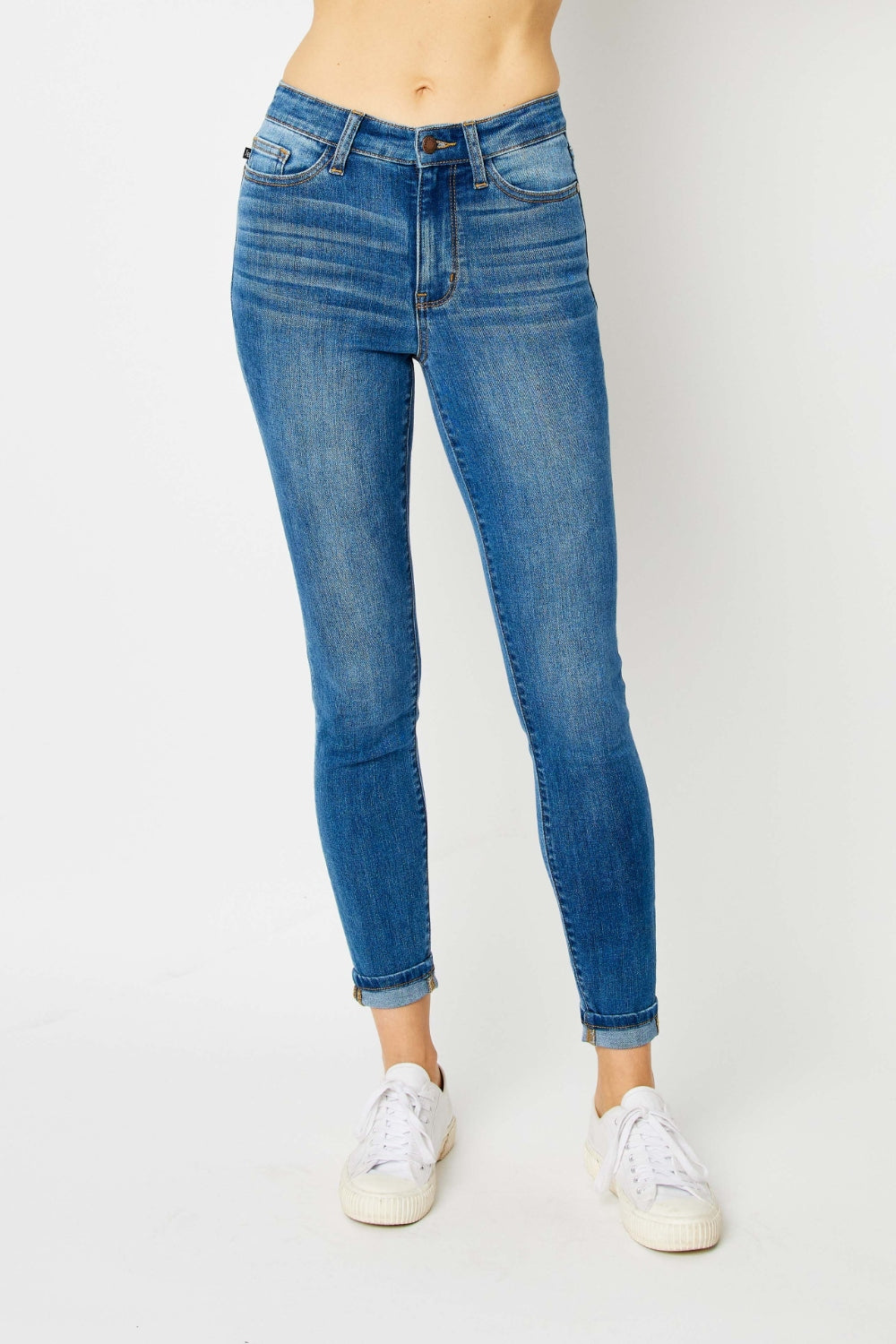 Judy Blue Full Size Cuffed Hem Skinny Jeans Trendsi