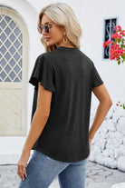 V-Neck Flutter Sleeve T-Shirt Trendsi