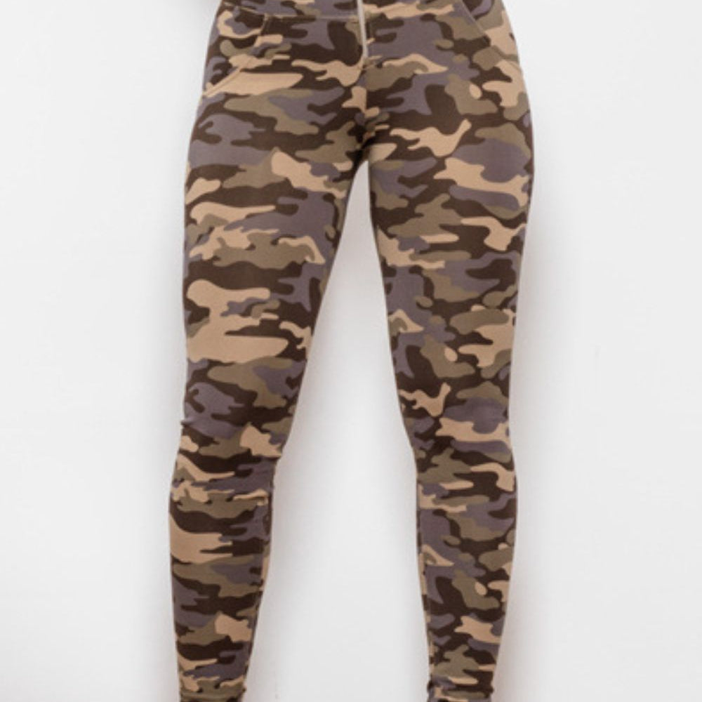 Camouflage Print Jeans Trendsi