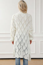 Openwork Open Front Dropped Shoulder Cardigan Trendsi