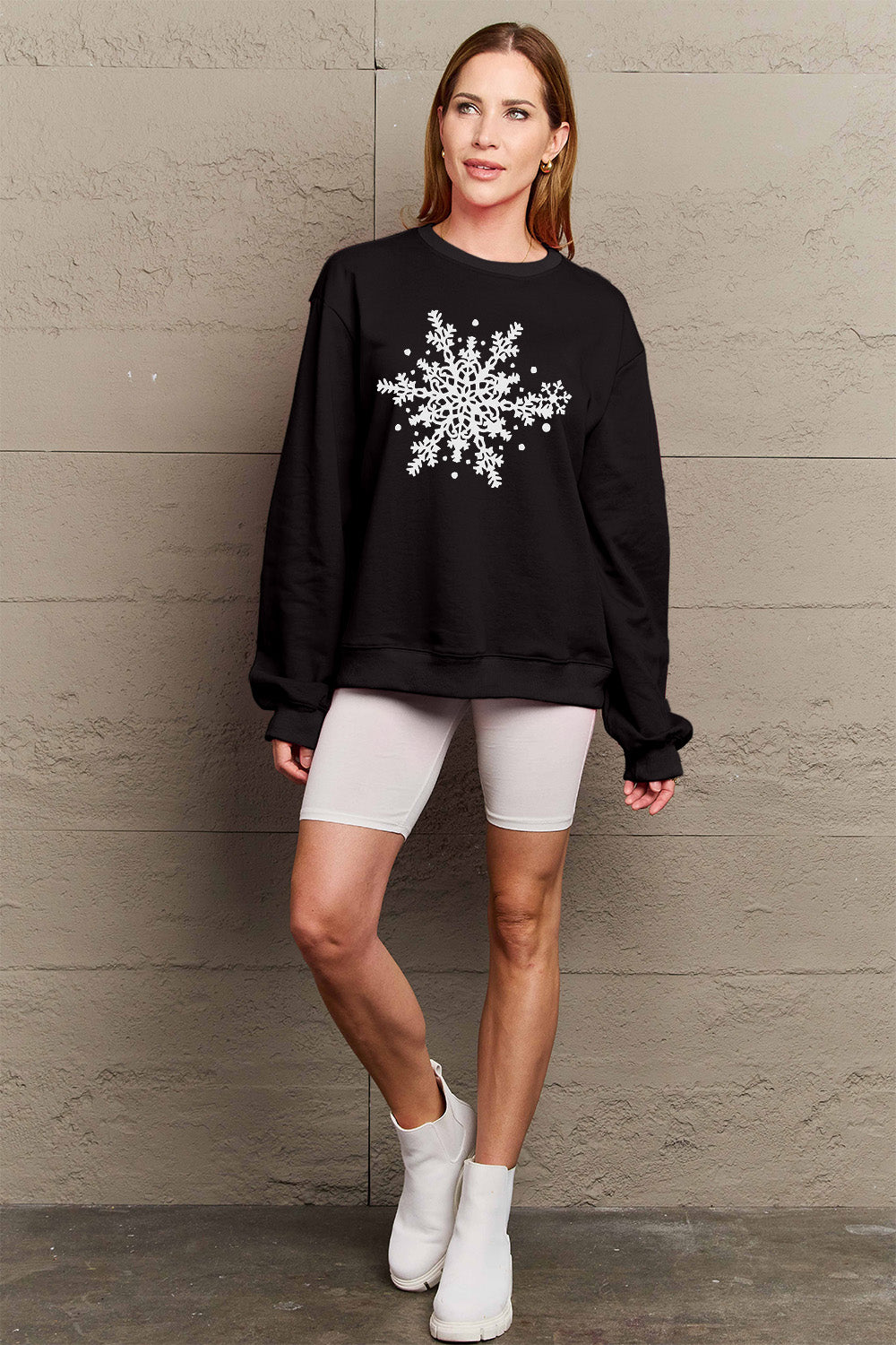 Simply Love Full Size Snowflake Graphic Sweatshirt Trendsi