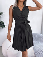 Tied Surplice Sleeveless Pleated Dress Trendsi