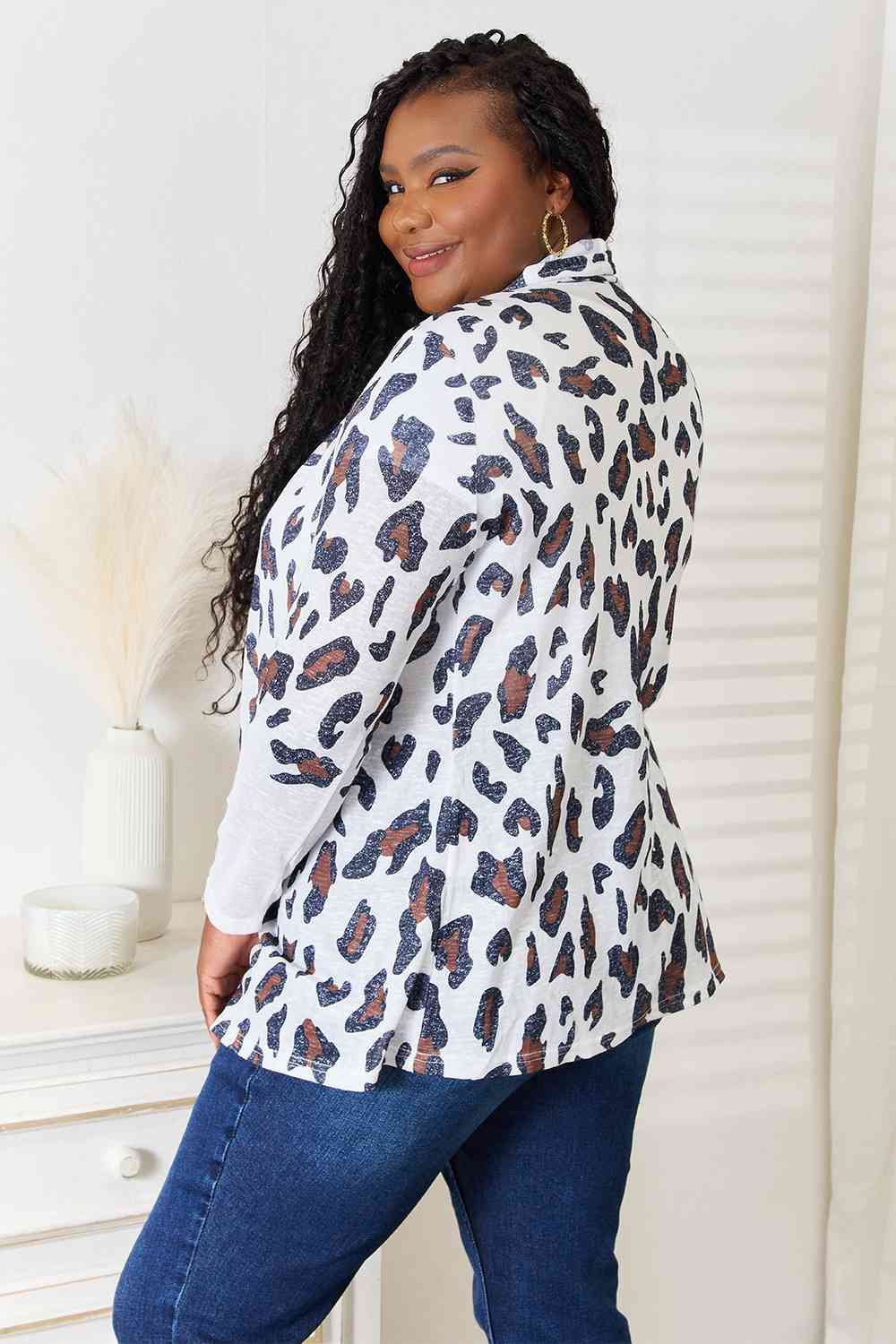 Double Take Leopard Long Sleeve Cardigan Double Take