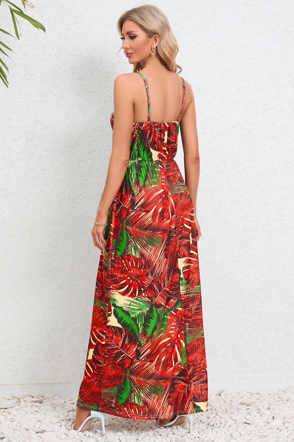 Printed Surplice Maxi Cami Dress Trendsi