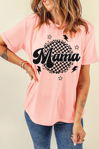 MAMA Round Neck Short Sleeve T-Shirt Trendsi