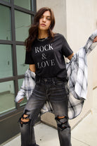 Simply Love Full Size ROCK ＆ LOVE Short Sleeve T-Shirt Trendsi