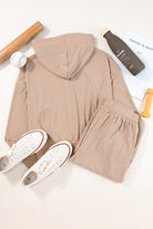 Drawstring Zip Up Hoodie and Pants Active Set Trendsi