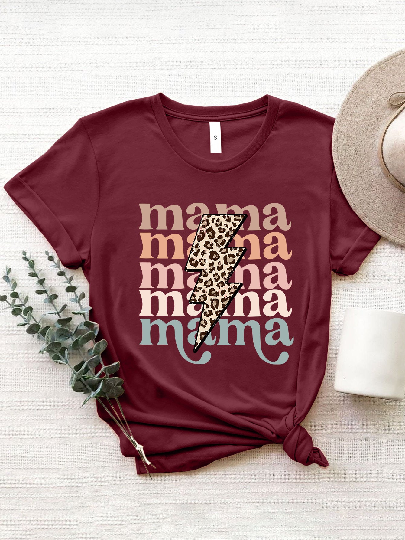 MAMA Round Neck Short Sleeve T-Shirt Trendsi