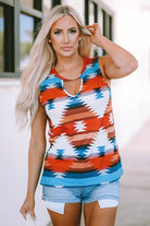 Geometric Cutout Round Neck Tank Trendsi