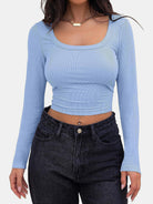 Scoop Neck Long Sleeve T-Shirt Trendsi