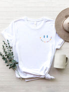 Letter Graphic Round Neck Short Sleeve T-Shirt Trendsi