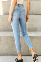 Judy Blue Full Size Button Fly Raw Hem Jeans Trendsi