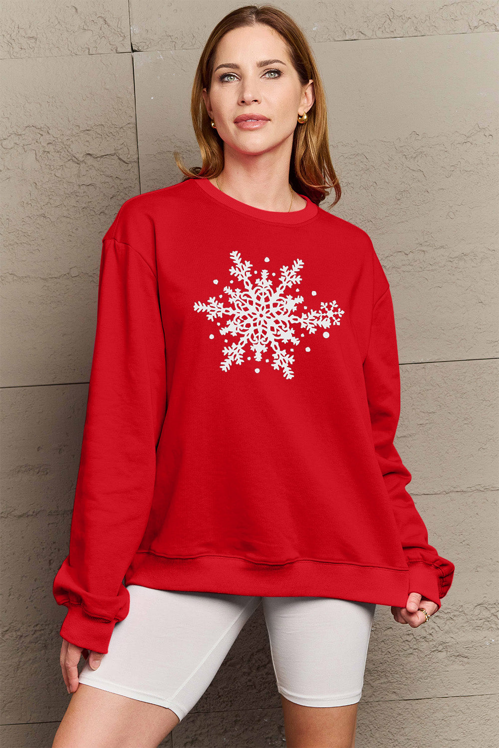 Simply Love Full Size Snowflake Graphic Sweatshirt Trendsi