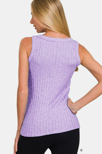 Zenana Ribbed Round Neck Tank Trendsi