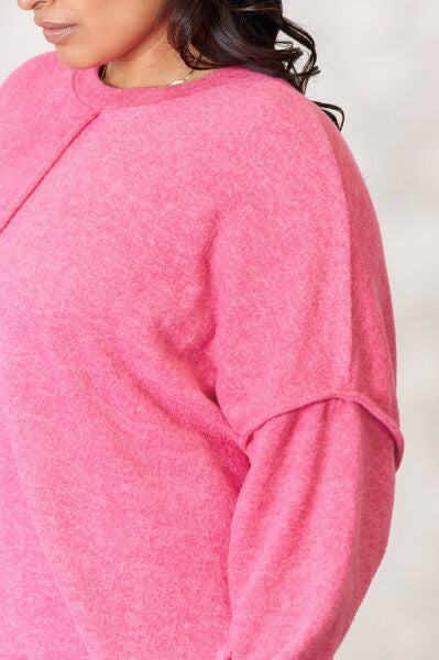 Zenana Full Size Center Seam Long Sleeve Sweatshirt Trendsi