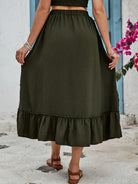 Ruffled Elastic Waist Midi Skirt Trendsi