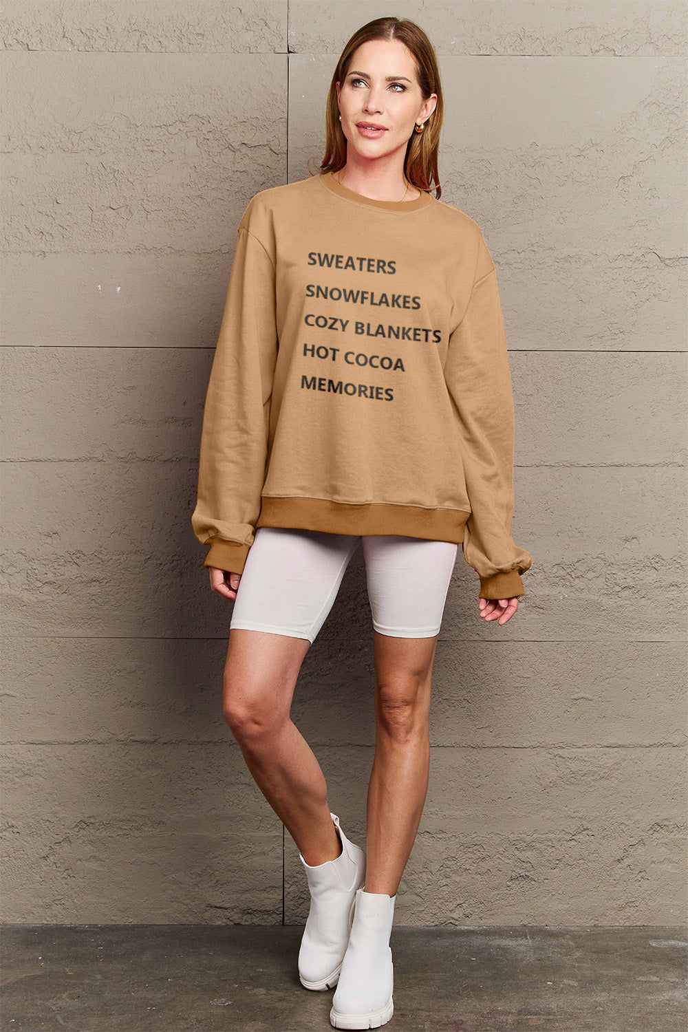 Simply Love Full Size Letter Graphic Round Neck Sweatshirt Trendsi