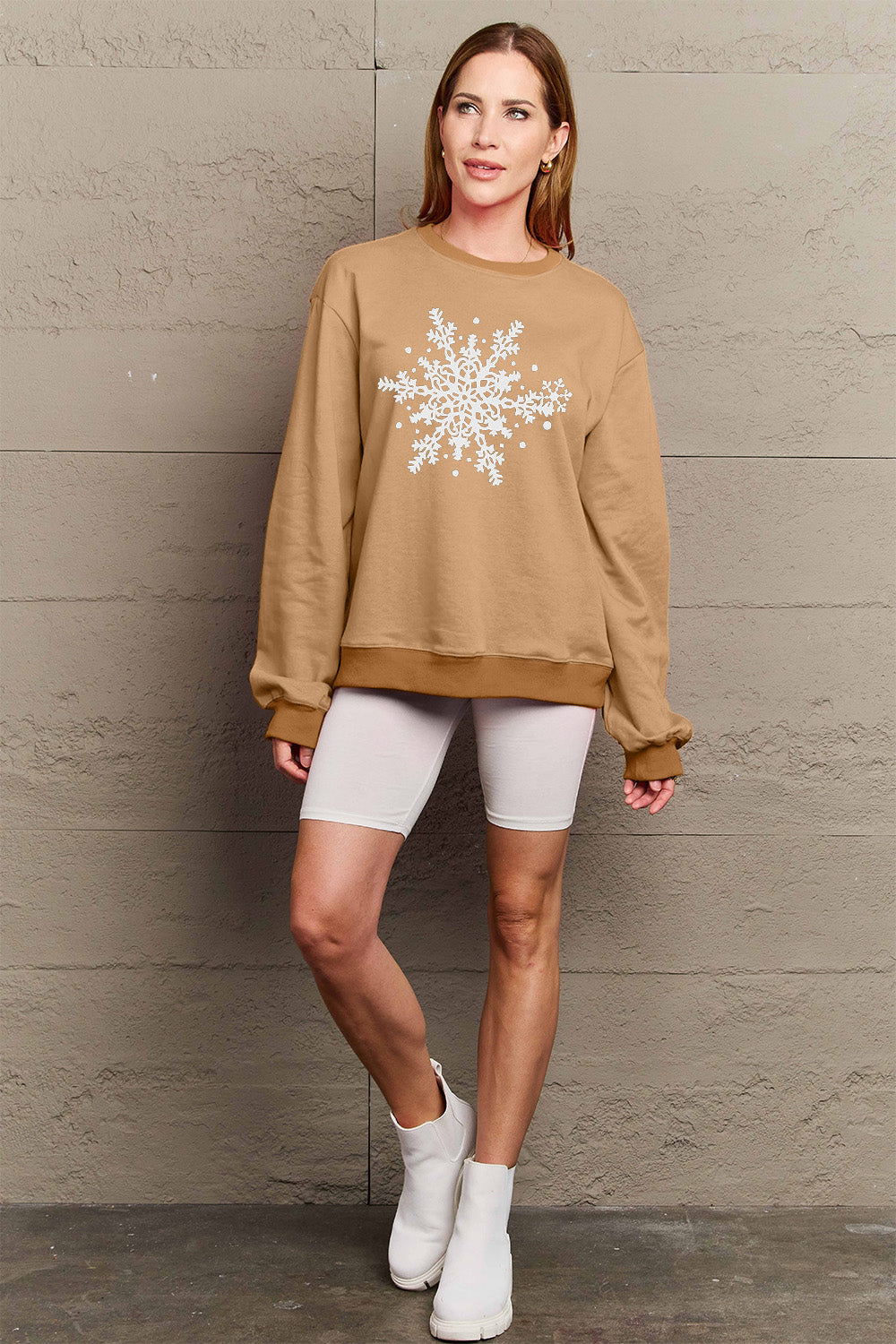 Simply Love Full Size Snowflake Graphic Sweatshirt Trendsi