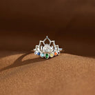 925 Sterling Silver Inlaid Zircon Lotus Shape Ring Trendsi