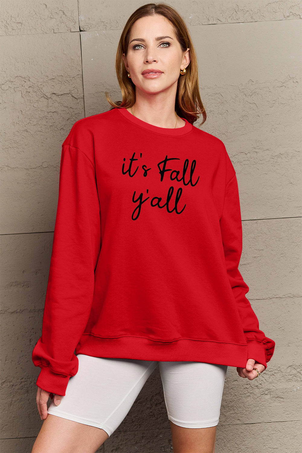 Simply Love Full Size IT'S FALL Y'ALL Graphic Sweatshirt Trendsi