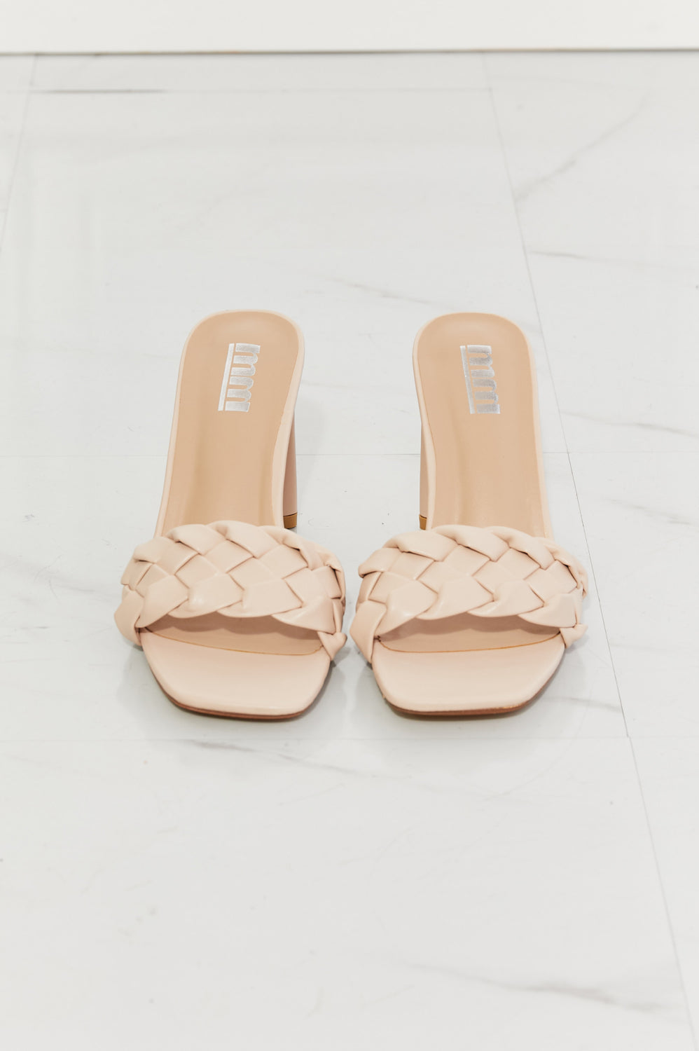 MMShoes Top of the World Braided Block Heel Sandals in Beige MMShoes