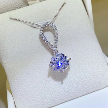 5 Carat Moissanite 925 Sterling Silver Teardrop Necklace Trendsi