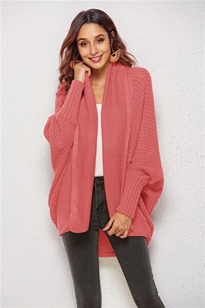 Open Front Batwing Sleeve Cardigan Trendsi