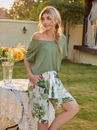 Short Sleeve Top and Printed Shorts Lounge Set Trendsi