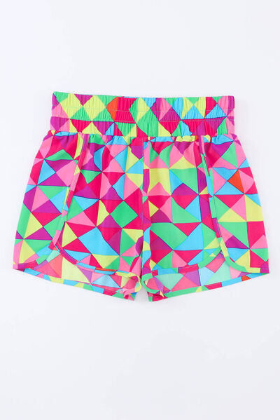 Color Block Elastic Waist Shorts Trendsi