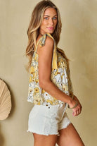 Tied Printed Square Neck Tank Trendsi