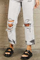 BAYEAS Acid Wash Accent Cropped Mom Jeans Trendsi