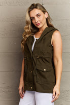 Zenana More To Come Full Size Military Hooded Vest Trendsi