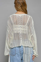 POL Openwork Balloon Sleeve Knit Cover Up Trendsi