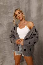 Dropped Shoulder Polka Dot Cardigan Trendsi