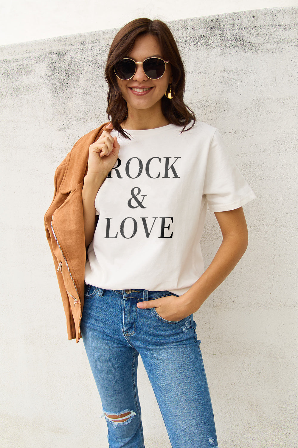 Simply Love Full Size ROCK ＆ LOVE Short Sleeve T-Shirt Trendsi