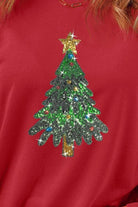 Sequin Christmas Tree Long Sleeve Sweatshirt Trendsi