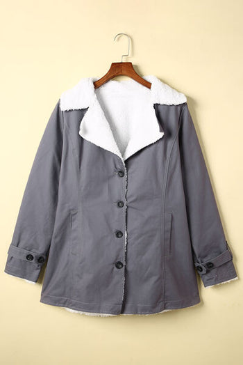 Pocketed Button Up Collared Neck Coat Trendsi