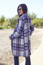 Double Take Full Size Plaid Button Up Lapel Collar Coat Trendsi