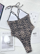 Leopard Cutout Halter Neck One-Piece Swimwear Trendsi